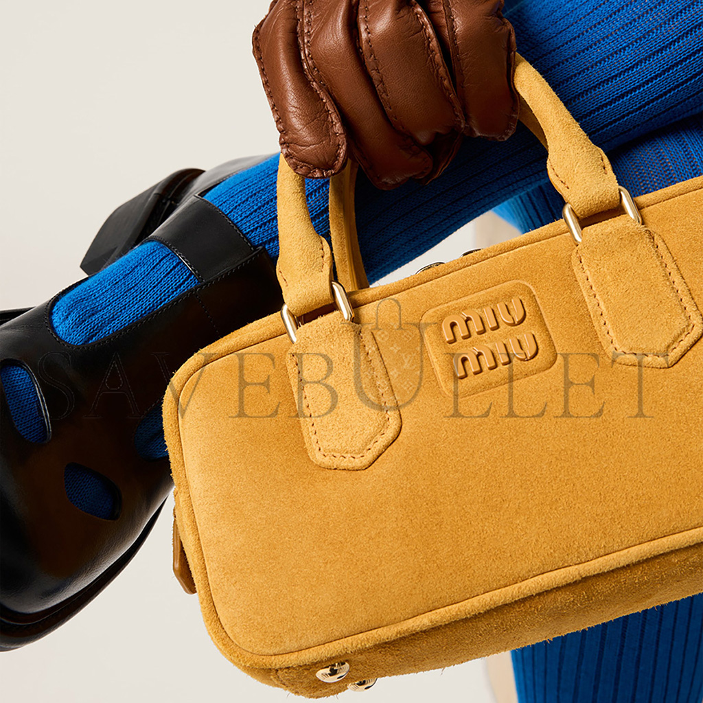 MIU MIU ARCADIE PADDED SUEDE TOP-HANDLE BAG 5BB142 (22*10.5*7.5cm) MIU MIU ARCADIE PADDED SUEDE TOP-HANDLE BAG 5BB142 (22*10.5*7.5cm)